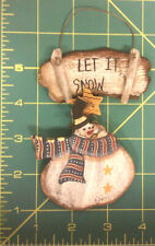 Let it snow! Snowman wood and wire Christmas Ornament - we ship worldwide