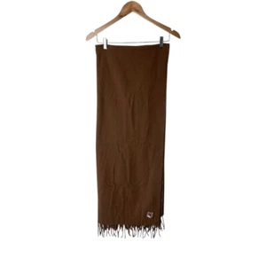 Maison Kitsune Fox Head Face Scarf Virgin Wool Brown Beige 2303 - Picture 1 of 5