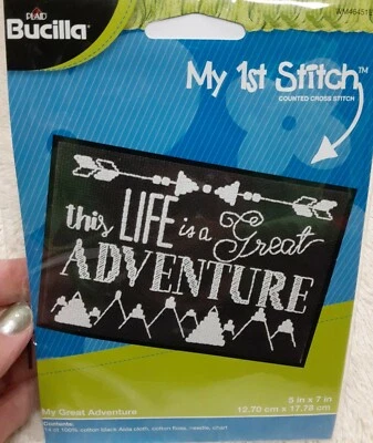 ♤ BUCILLA My 1st Stitch Counted Cross Stitch Kit-This Life Is A Great Adventure - Image 1 of 4