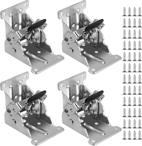 4 PCS 0-90 Degree Folding Table Legs Bracket, Hardware Self Locking Hinge Foldab - Picture 1 of 6