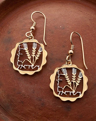 Pendientes de moneda Isreal, monedas de Israel cortadas a mano, 3/4" de diámetro, (# 184E) Foto 1 de 3