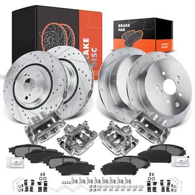 16x Rotor perforado y pastilla de freno + pinza de freno para Toyota Sienna Lexus delantero trasero Foto 1 de 4