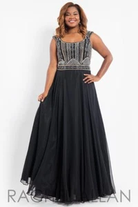 Impresionante Vestido Rachel Allan 7810 Negro Desfile Gala Talla 24W - Imagen 1 de 2