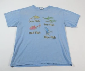 Vintage Y2K 00s Dr Seuss One Fish Two Fish Graphic T-shirt Size M - Picture 1 of 7