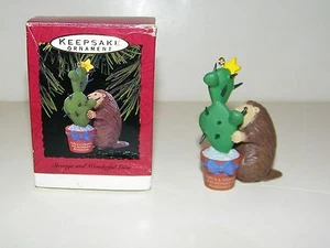 Hallmark 1993 Keepsake "Strange And Wonderful Love" Porcupine & Cactus Ornament - Picture 1 of 3