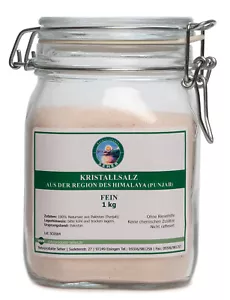 Kristallsalz fein aus der Region des Himalaya Provinz Punjab 1 kg Glas - Bild 1 von 1