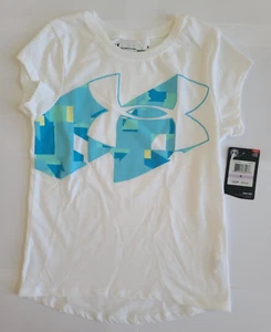 New with Tags Under Armour HEATGEAR Little Girls Size 6 White Cap Sleeve Top - Picture 1 of 5
