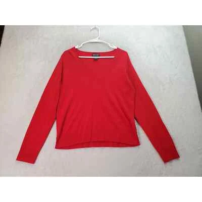 New York & Company Sweater Womens Large Red Acrylic Long Sleeve V Neck Pullover - Image 1 of 4