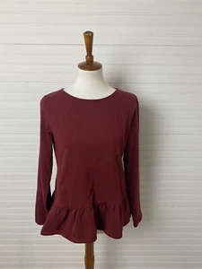 J. Crew Women’s Long-Sleeve Ruffle Hem Size Medium Red - Picture 1 of 6