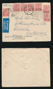 INDIA CAPE COMORIN PMK NORWAY COMMERCIAL COUNSELLOR ENV AIRMAIL to ZURICH 1954 - Picture 1 of 3