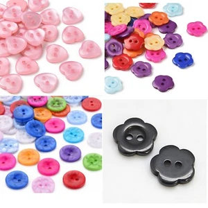 10-20 Resin Kunstharzknöpfe gefärbt Herz rund  Blume Knöpfe blau rot - Bild 1 von 43