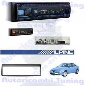 Kit Radio Autoradio ALPINE UTE-200BT + mascherina 1DIN Nera Alfa 156 - Foto 1 di 8