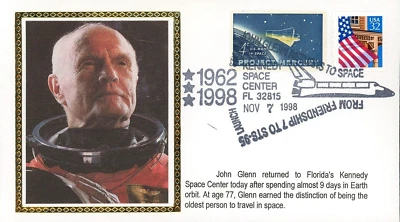 1998 John Glenn Returns to Space Silk Cachet FDC - Image 1 of 2