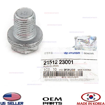 Genuine Engine Oil Drain Plug OEM for Various Hyundai Kia Models 2151223001 - Image 1 of 4