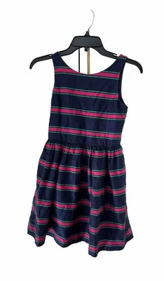Vestido Polo Ralph Lauren a Rayas Niñas Talla 12 Capas Verano Sin Mangas Azul Marino Rosa Foto 1 de 4