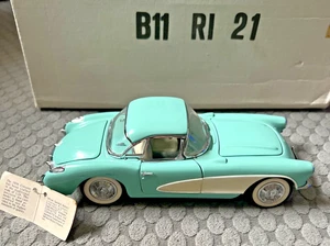 Corvette Franklin Mint 1956 blanco verde azulado con caja, papeleo escala 1:24 B11RI21 - Imagen 1 de 13