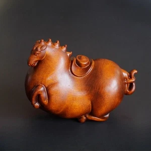 Figura de caballo lingote grueso de madera vintage estatua escultura escritorio decoración del hogar regalo - Imagen 1 de 10