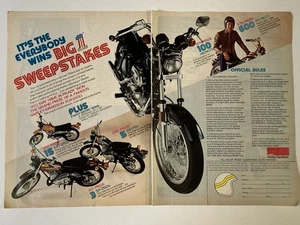 1975 Harley Davidson Motorcycle Two Page Print Ad AMF Big Sweepstakes - Picture 1 of 3