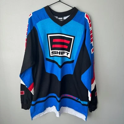 Vintage Shift Extreme Sports Long Sleeve Racing V-Neck T-Shirt Mens XL - Изображение 1 из 4