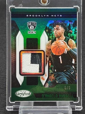 2018-19 Panini Certified D'Angelo Russell Green Emerald Patch # /5 1/1 Game worn - Image 1 of 4