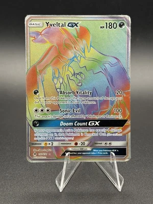 2018 Pokémon Forbidden Light Yveltal GX Rainbow Secret Rare 137/131 - Image 1 of 4
