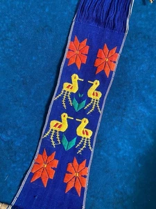 Tapiz colgante de pared tejido a mano colorido tejido con patrón azul - Imagen 1 de 6