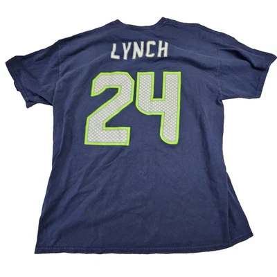 Seattle Seahawks NFL # 24 Lynch Hombres XL Camiseta Azul Manga Corta Jugadores NFL Foto 1 de 4