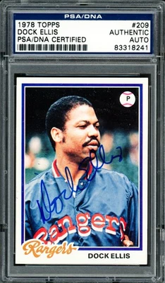 Dock Ellis Autographed 1978 Topps Card #209 Texas Rangers PSA/DNA #83318241 - Image 1 of 2