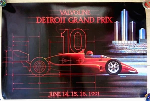 1991 Detroit Grand Prix 10 Poster - Fittipaldi - Original - Valvoline Excellent! - Picture 1 of 5