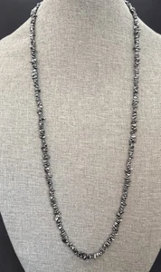 Halskette schwarz Hämatit Chips Stein 34 cm lang wunderschön! Siehe Fotos - Bild 1 von 6