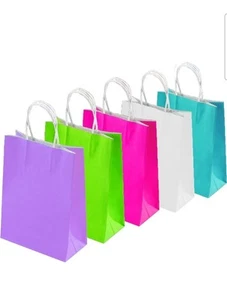 15-Pack, Paper Party Favor Gift Bags, with Handles - 5 Colours, 20 x 14 x 8 cm - Picture 1 of 6