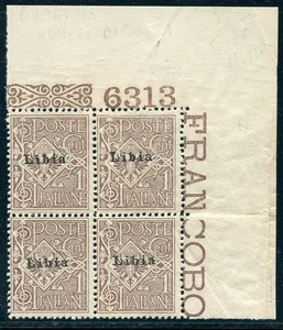 Libia - Floreale Cent. 1 quartina con numero di tavola - Picture 1 of 1