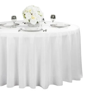 120” White Round Tablecloths 100% Polyester 5-Pack Wedding Banquet Event Linens - Picture 1 of 6