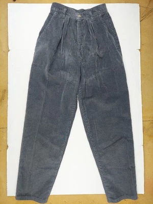 Pantalones Plisados Gruesos Pana Años 80 90 Gris Tiro Alto Mamá Jean Pequeño Mediano Foto 1 de 4