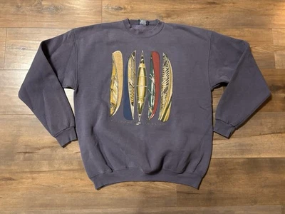 Vintage Van Heusen Sweatshirt Mens XL Canoe Outdoors Nature Graphic Crewneck - Image 1 of 4