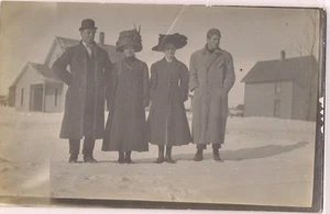 Early 1900's Real photo postcard Two couples ladies with large hats Postcard - Picture 1 of 1