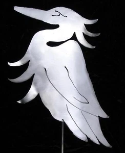 Airone Egret Gru Metallo Giardino Giardino Laghetto Arte Palo - Foto 1 di 1