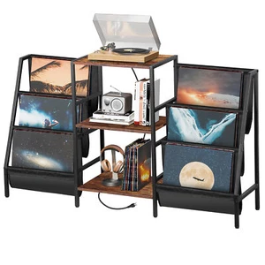Soporte para tocadiscos con organizador de almacenamiento de vinilo de gran capacidad para dormitorio - Imagen 1 de 16