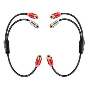 RCA Stereo Y Splitter Cable 1 RCA Female to 2 RCA Female Subwoofer Auxiliary ... - Picture 1 of 7