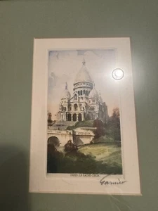 INCISIONE PARIS COLORATA DI GARMIER Firmata E Corniciata (9 X11) Le SACRE Coeur - Foto 1 di 4