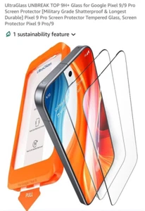 UltraGlass UNBREAK TOP 9H+ Glass for Google Pixel 9/9 Pro Screen Protector 2PACK - Picture 1 of 11