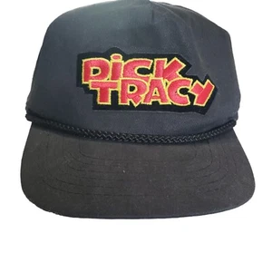 Vintage 90s Dick Tracy Disney Snapback Hat Mens Black - Picture 1 of 9