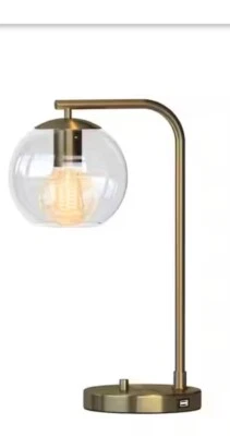 Hampton Bay Frazier 21.5 in. Antique Brass Table Lamp with USB Port - Image 1 of 4