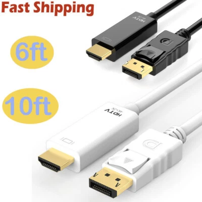 Display Port to HDMI Cable DP Adapter Converter Audio Video PC HDTV 1080P 60Hz - Image 1 of 4
