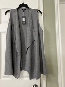 2X $ 298 NEU MIT ETIKETT EILEEN FISHER RAUCH WASCHBAR WOLL CREPE RIPPE DRAPE VORDERE WESTE - Bild 1 von 8