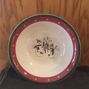 Royal Seasons Stoneware Snowman Winter Christmas 10 inch serving bowl - Picture 1 of 4