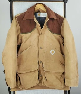 VTG CARHARTT Size Large USA Made Button Blanket Liner Hunting Canvas Duck Jacket - Picture 1 of 12