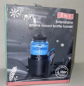 2 in 1 Car Double Cup Holder Expander Adjustable Base Bottles With Phone Holder - Picture 1 of 8