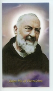 St. Padre Pio - Prayer - Relic Laminated Holy Card - Blessed by Pope Francis - Picture 1 of 5