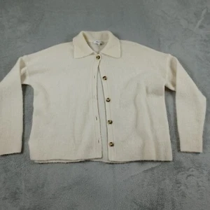 Madewell Sweater Womens Medium Beige Cardigan Wool Blend Button Up - Picture 1 of 8